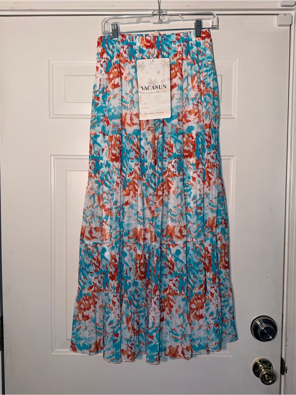 Blue & Orange Floral Maxi Skirt. Sz M NWT